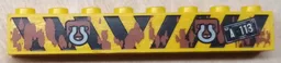 Brick 1 x 8 with Mud on Black and Yellow Danger Stripes, Tow Hooks and 'A-113' Pattern (Sticker) - Set 8677
