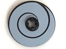 Technic, Disk 3 x 3 with Black Swirl Line on Light Bluish Gray Background Pattern (Sticker) - Set 3828
