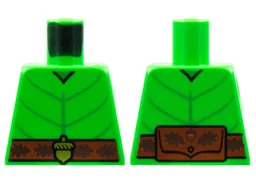 Torso Leaf Costume, Green Veins, Reddish Brown Belt, Gold Acorn Buckle Pattern / Bright Green