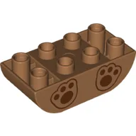 Duplo Brick 2 x 4 Curved Bottom with Bear Paws Print / Medium Nougat