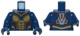 Torso Female Armor with Gold Plates and Red Trim, Silver Jet Pack on Back Pattern / Dark Blue Arms / Dark Blue Hands