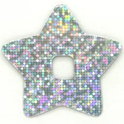 Clikits Icon Accent, Star 4 3/4 x 4 3/4 with Pixelated Holographic Pattern / Chrome Silver