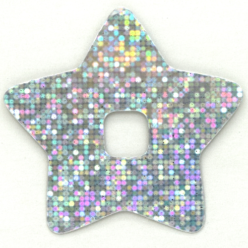 Lego Clikits Icon Accent, Star 4 3/4 x 4 3/4 with Pixelated Holographic Pattern / Chrome Silver
