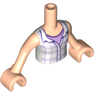 Lego Minidoll Torso Girl with White Plaid Button Shirt Print, Light Nougat Arms and Hands / Light Nougat