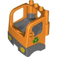 Duplo Truck Semi-Tractor Cab with Dark Bluish Gray Base and Recycling Arrows Print / Orange