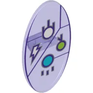 Shield Ovoid with Grip and Dimensions Keystone Symbol with White, Lime and Medium Azure Circles, and Lightning Bolt Print / Trans-Purple