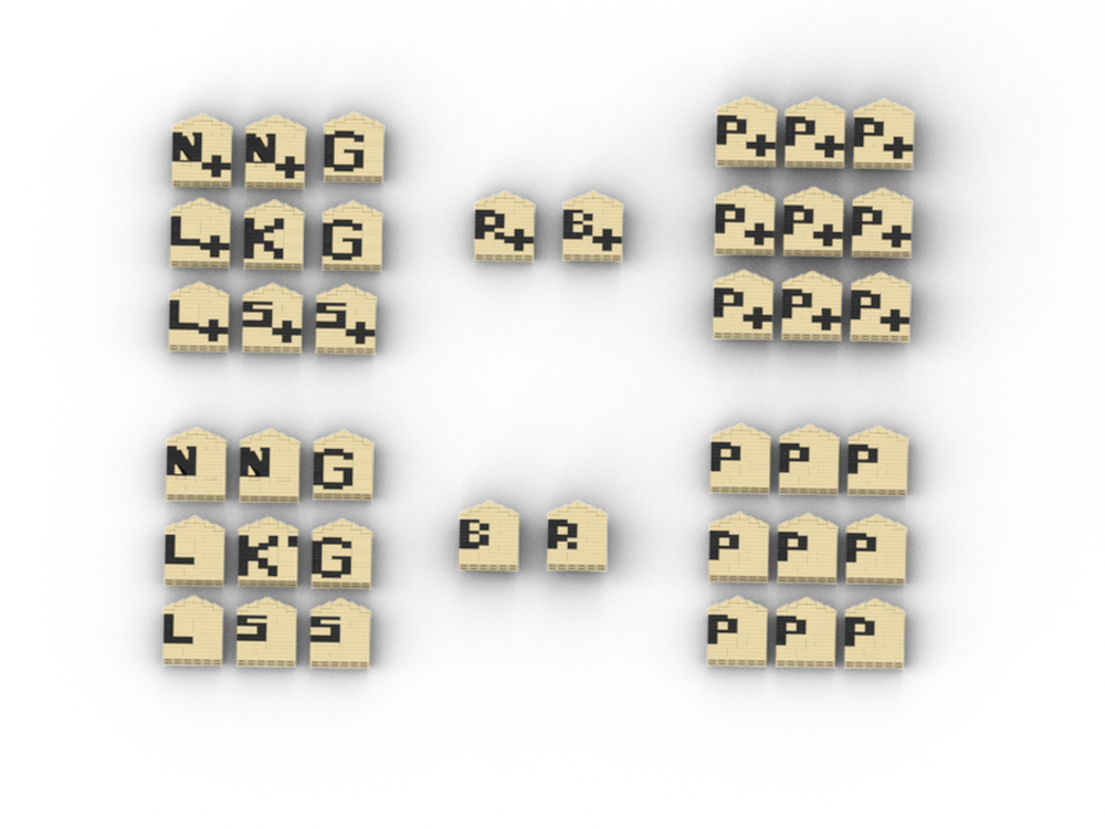 Lego Shogi - Japanese Chess - English named Pawns