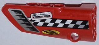 Lego Technic, Panel Fairing # 3 Small Smooth Long, Side A with Air Intake, Checkered Stripe and Sponsor Logos Pattern (Sticker) - Set 42011