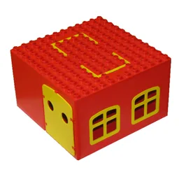 Duplo Building, House 12 x 12 with Doors and Fixed Windows, and Handles / Red