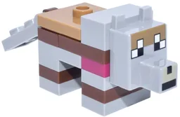Minecraft Wolf, Tamed, Medium Nougat and Reddish Brown Fur - Brick Built
