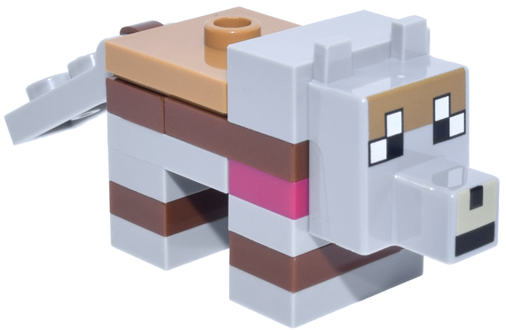 Lego Minecraft Wolf, Tamed, Medium Nougat and Reddish Brown Fur - Brick Built