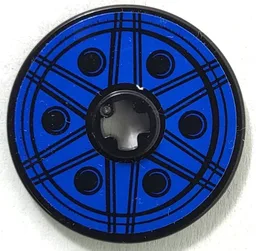 Technic, Disk 3 x 3 with Blue Wheel with 6 Spokes and Holes Pattern (Sticker) - Set 75940