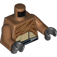 Lego Torso Fur Coat, Tan Shirt, Belt Print, Medium Nougat Arms, Black Hands / Medium Nougat