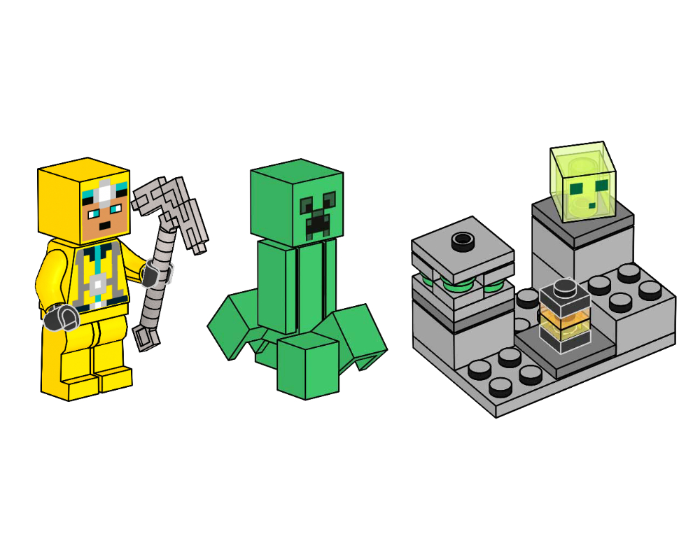 Lego Cave Explorer, Creeper and Slime
