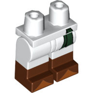 Lego Hips with White Legs and Reddish Brown Boots Pattern with Dark Green Belt Tie, Dark Orange Toes Print / White