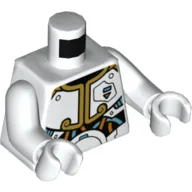 Torso, Armor, Gold Trim, Coral and Dark Turquoise Circuitry Print, White Arms and Hands / White