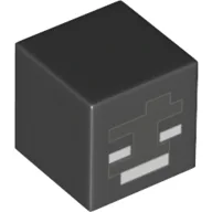 Minifig Head Special, Cube with Wither Face Print / Black