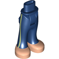 Lego Minidoll Hips and Trousers with Back Pockets with Lime Stripe, Light Nougat Feet / Dark Blue
