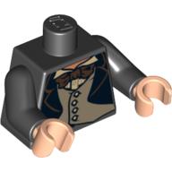 Lego Torso Jacket Formal with 4 Button Vest and Brown Bow Tie Print, Black Arms, Light Nougat Hands / Black