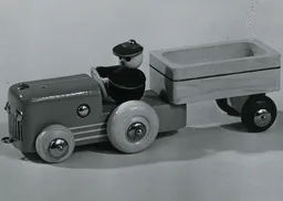 Wooden Tractor - Miniature with Trailer and Farmer {Traktor}