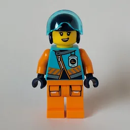 Arctic Explorer Pilot, Iris Icicle, Medium Azure and Orange Suit, Dark Blue Helmet