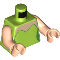 Lego Torso Strapless Top with Light Nougat Neck Print, Light Nougat Arms and Hands / Lime