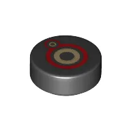 Tile Round 1 x 1 with Red/Yellow Eye Print / Black