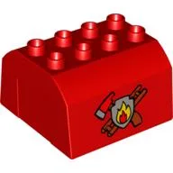 Duplo Train Cab Upper Section with Axe, Ladder & Fire Print / Red