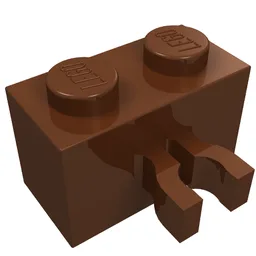 Brick Special 1 x 2 with Vertical Clip [Thick U Clip] / Reddish Brown