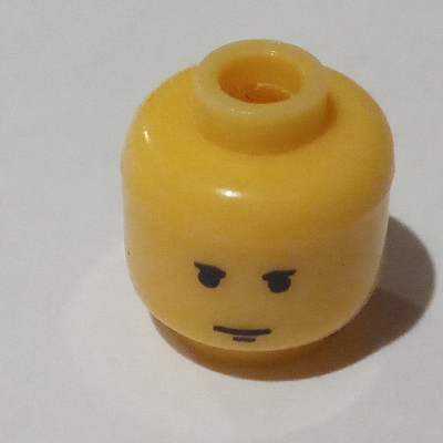 Lego Pen Bead, Round Small, Curved Edges / Cylinder with Minifig Head with Luke Skywalker Print / Light Nougat