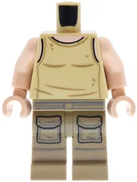 Body SMART Minifigure, Torso with Dark Tan Hips and Legs with SW Luke Skywalker Tank Top and Pockets Pattern / Light Nougat Arms / Light Nougat Hands