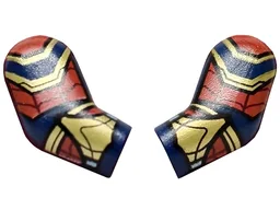 Arm, (Matching Left and Right) Pair with Gold and Red Armor, Dark Red Webs Pattern / Dark Blue