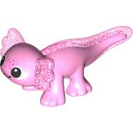 Lego Animal, Axolotl with Opal Trans-Pink Tail, Ears Pattern, Face print / Bright Pink