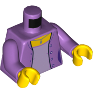 Lego Torso Jacket, Buttons, Lavender Shirt, Necklace with Pendant Print, Medium Lavender Arms, Yellow Hands / Medium Lavender
