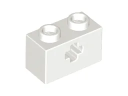 Technic, Brick 1 x 2 with Axle Hole / White