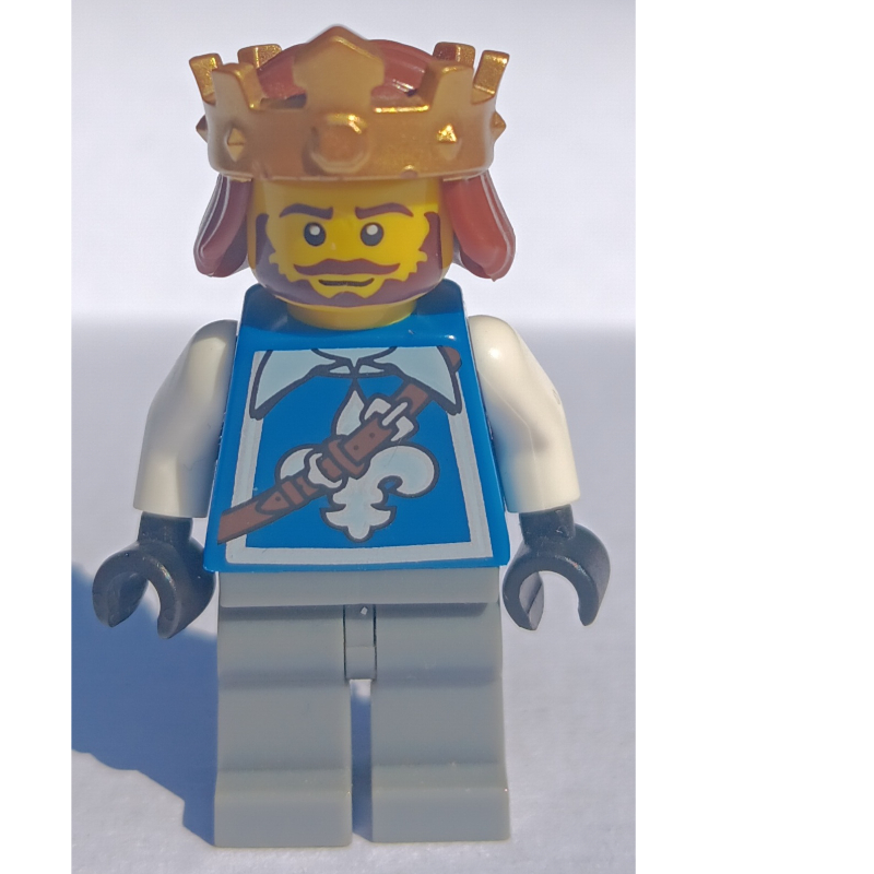 Lego Warrior King, Fleur de Lis on Vest, Crown, Beard