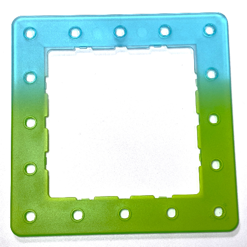 Lego Clikits Frame, Square with 5 x 5 Holes Arrangement, Marbled Trans-Light Bright Green Pattern