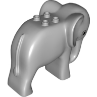 Lego Duplo Animal Elephant, Adult, Stationary Head, Four Studs, Angular Eye Print / Light Bluish Gray