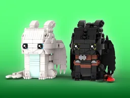 Toothless and Light Fury Brickheadz LEGO MOC - How To Train Your Dragon