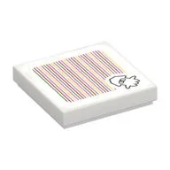 Tile 2 x 2 with Blooper and Barcode Print (Sticker) / White