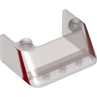 Windscreen 3 x 4 x 1 1/3 with 2 Studs on Top with Red Stripes Print / Trans-Brown