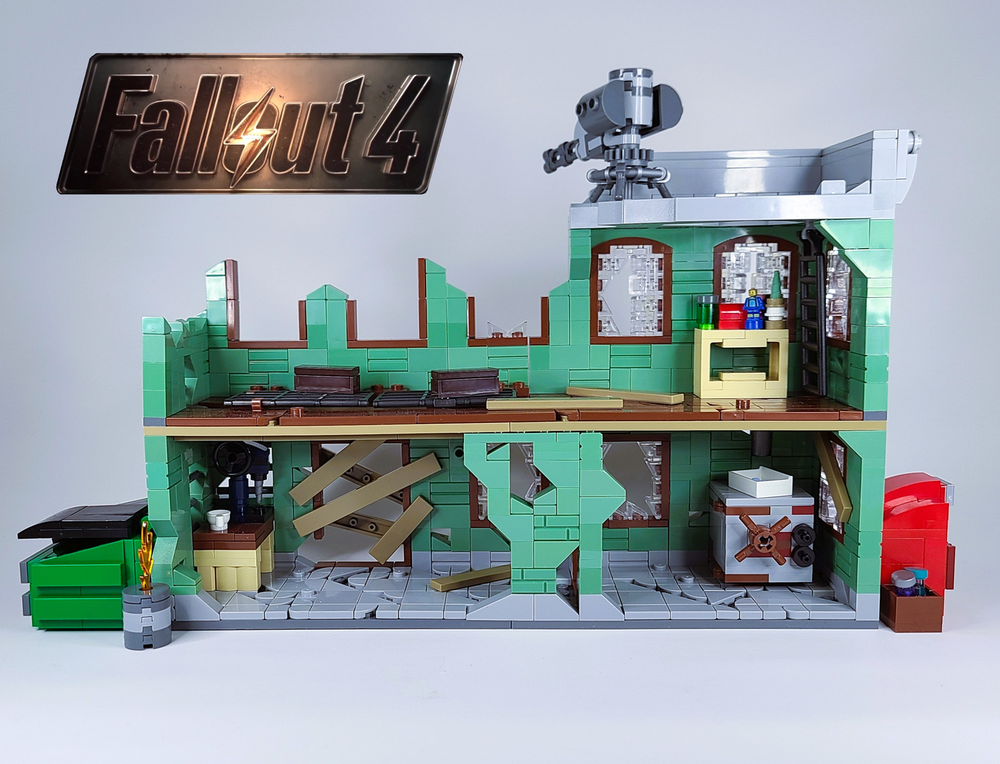 Lego Fallout 4: Damaged Building Diorama Display