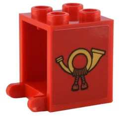 Container, Box 2 x 2 x 2 with Gold French Horn and Dark Orange Tassels Pattern on Both Sides (Stickers) - Set 10308