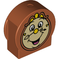 Lego Duplo Brick 1 x 3 x 2 Round Top, Cut Away Sides with Cogsworth Clock Face Print