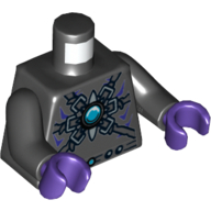 Lego Torso Raven Armour with Dark Bluish Gray Belts and Chi Orb Print, Black Arms, Dark Purple Hands / Black