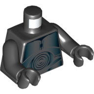 Lego Torso Droid with Plates and Concentric Circles Print, Black Arms and Hands / Black