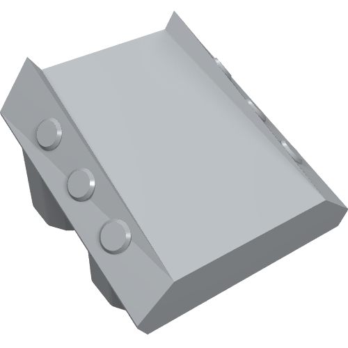 Lego Brick Sloped 2 x 2 No Studs, with 3 Side Pistons Raised Edges / Light Bluish Gray