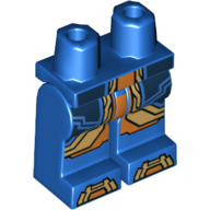 Lego Hips and Blue Legs with Dark Blue, Orange, and Gold Plates, Armour Print (Clay) / Blue