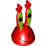Lego Minifig Head Special, Mr. Krabs with Closed Mouth Print / Red
