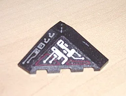 Wedge 4 x 4 (Slope 18 Corner) with Silver and Dark Red Circuitry and '7702' Pattern (Stickers) - Set 7702